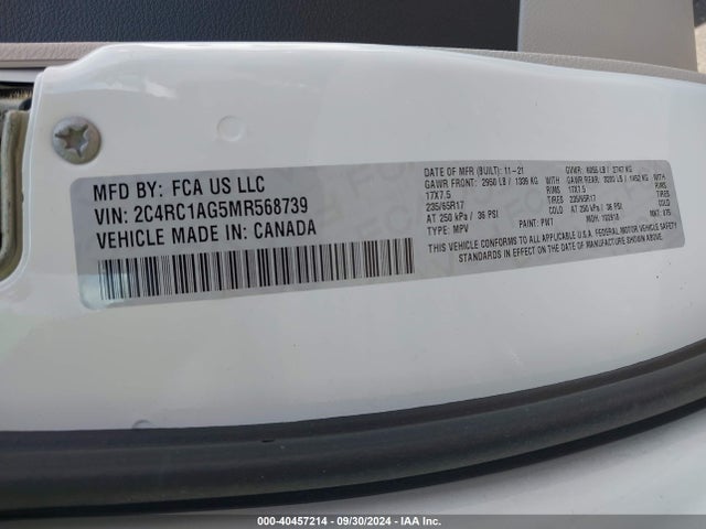 2C4RC1AG5MR568739 Chrysler Voyager L