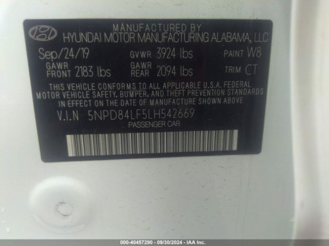 2020 HYUNDAI ELANTRA 5NPD84LF5LH542669 Photo 8