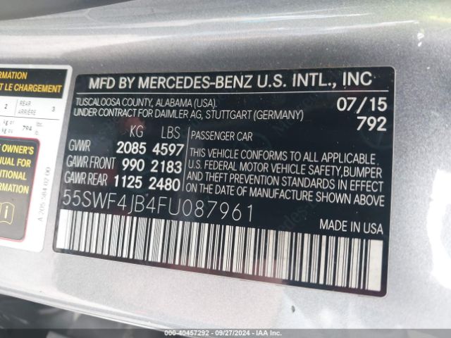 55SWF4JB4FU087961 Mercedes-Benz C 300 Luxury/sport