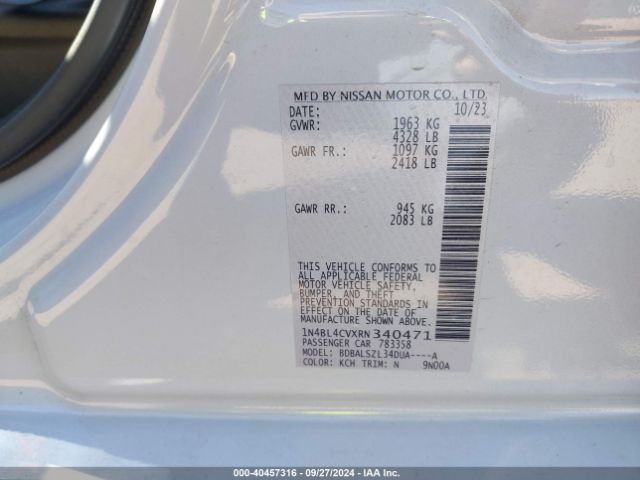 1N4BL4CVXRN340471 Nissan Altima Sr Fwd