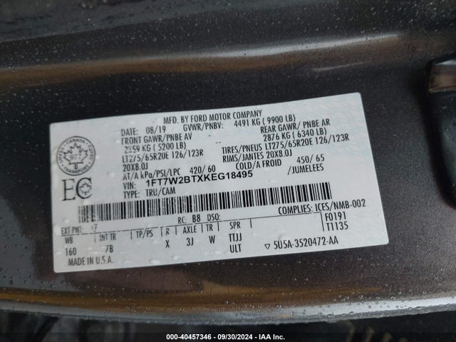 Ford F-250 Platinum 2019 1FT7W2BTXKEG18495 Image 8