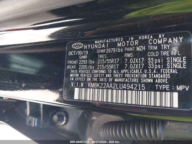 Hyundai Kona Sel 2020 KM8K22AA2LU494215 Image 9
