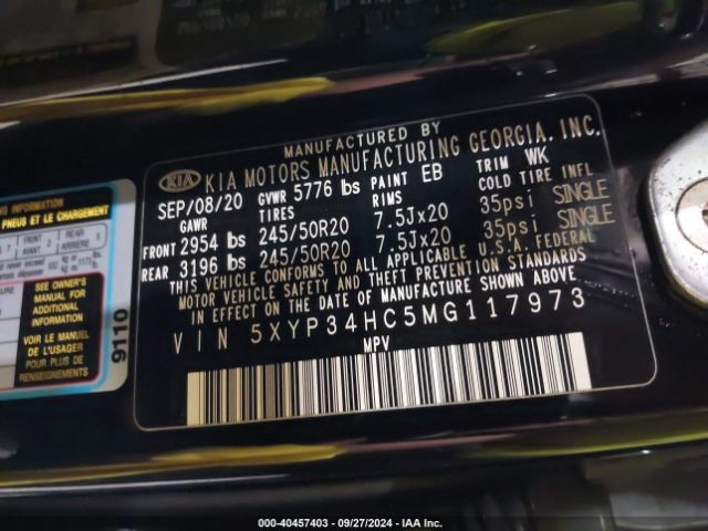 5XYP34HC5MG117973 KIA Telluride Ex