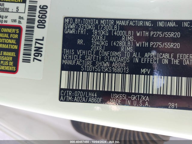 Toyota Sequoia Platinum 2019 5TDDY5G15KS168013 Image 9