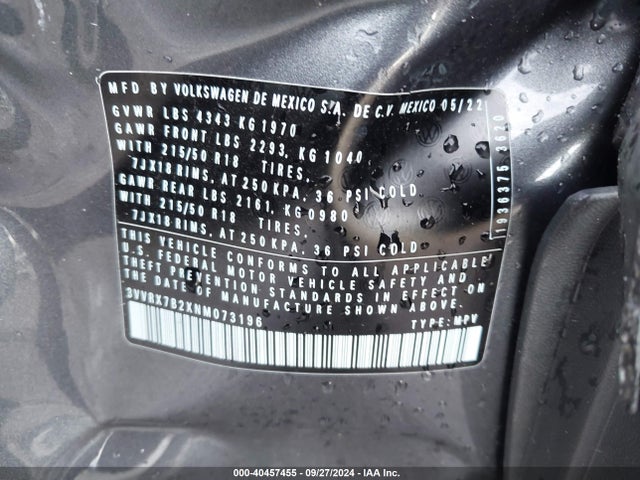 3VVRX7B2XNM073196 Volkswagen Taos 1.5t Se