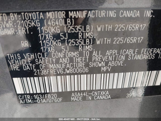 Toyota RAV4 LE 2018 2T3BFREV6JW800606 Image 9