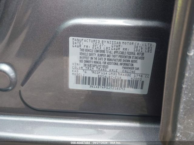 3N1AB7AP5JY218593 Nissan SENTRA S