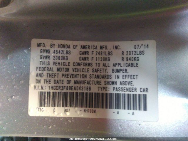 1HGCR3F89EA043188 Honda Accord Ex-l V-6