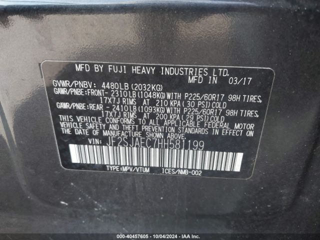 JF2SJAEC7HH581199 Subaru Forester 2.5i Premium