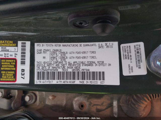 3TYCZ5AN2MT039450 Toyota Tacoma Trd Sport