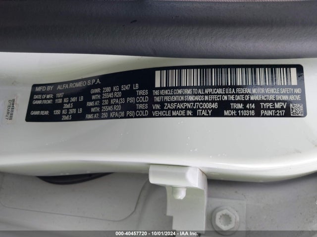ZASFAKPN7J7C00846 Alfa Romeo Stelvio Sport Awd