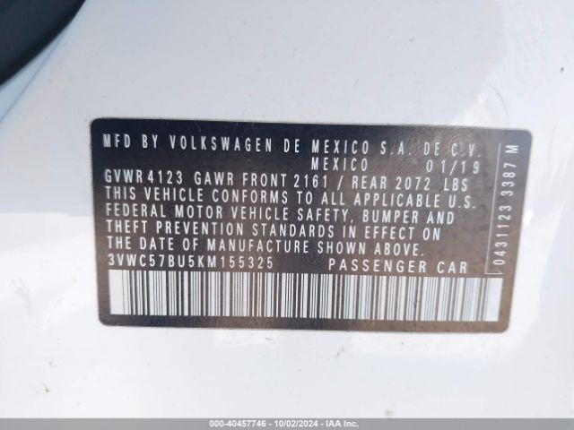 3VWC57BU5KM155325 Volkswagen Jetta 1.4t R-line/1.4t S/1.4t Se