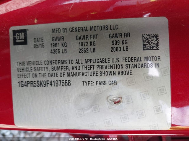 1G4PR5SK9F4197568 Buick Verano Convenience Group