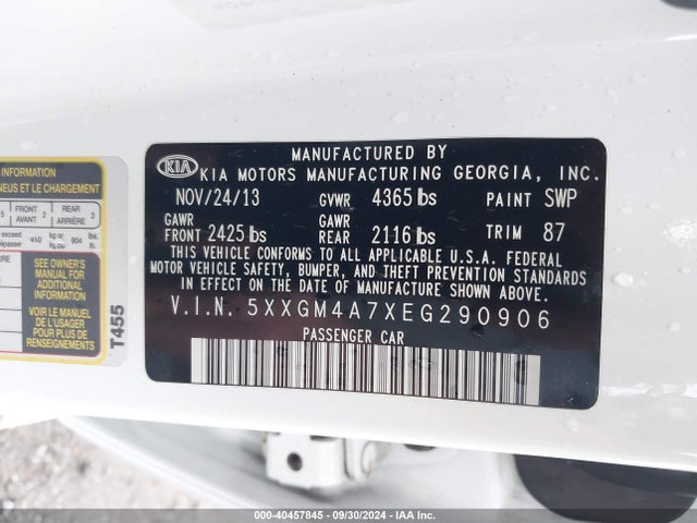 KIA Optima Lx 2014 5XXGM4A7XEG290906 Image 9