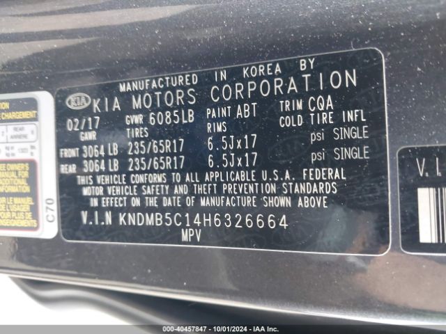 KNDMB5C14H6326664 KIA SEDONA LX