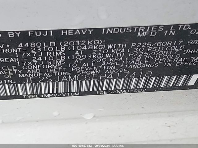 JF2SJAMC6EH417410 Subaru Forester 2.5i Touring