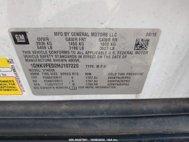 1GNKVFED2HJ107220 Chevrolet Traverse Ls