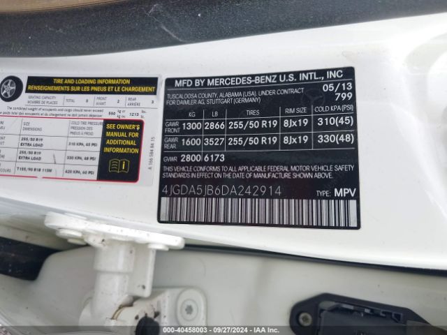 2013 MERCEDES-BENZ M-CLASS 4JGDA5JB6DA242914 Photo 8
