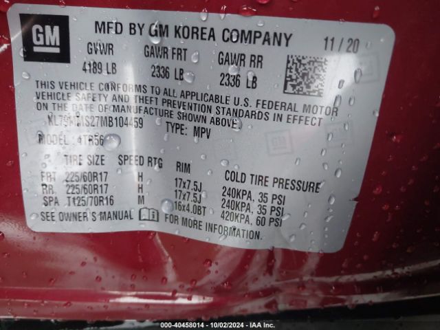 KL79MMS27MB104459 Chevrolet Trailblazer Fwd Ls