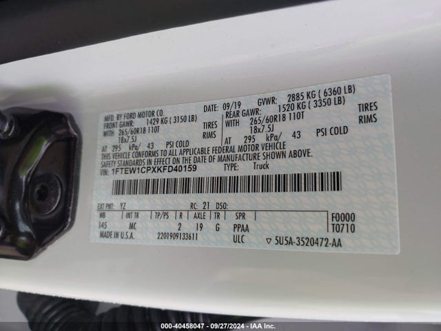 Ford F-150 Xlt 2019 1FTEW1CPXKFD40159 Image 9
