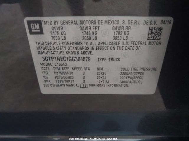 3GTP1NEC1GG304679 GMC Sierra 1500 Slt
