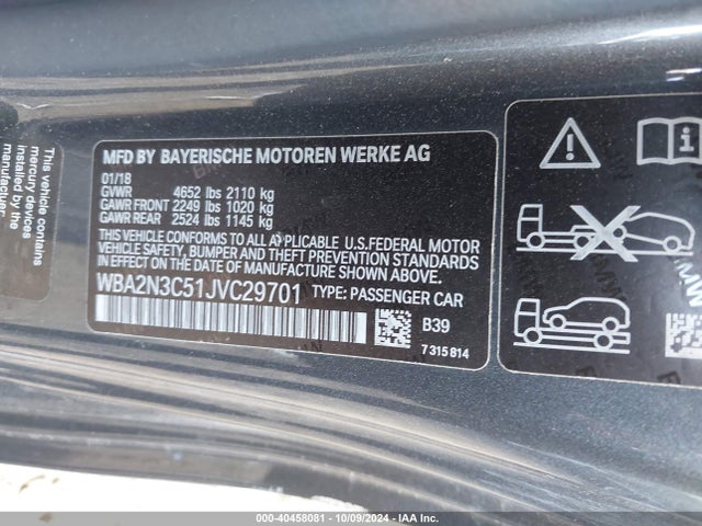 BMW M240i Xdrive 2018 WBA2N3C51JVC29701 Image 9