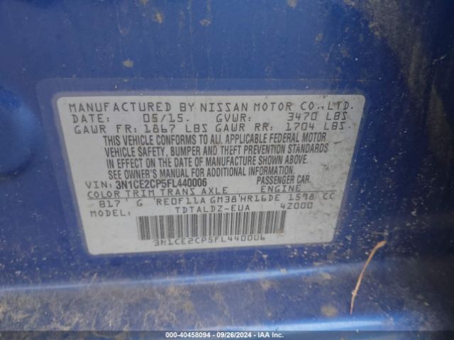 3N1CE2CP5FL440006 Nissan Versa Note Sv