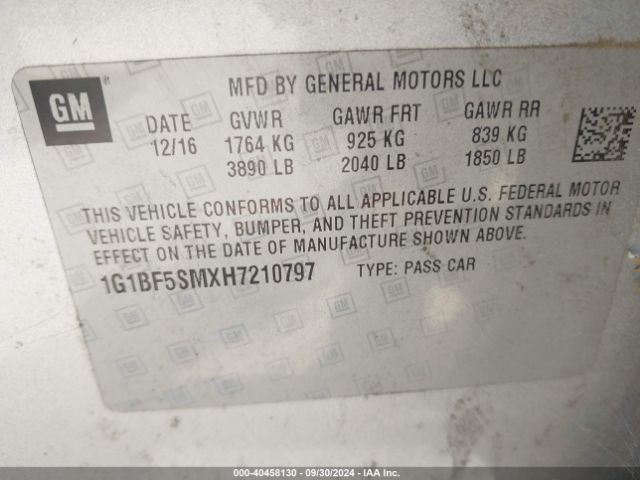 1G1BF5SMXH7210797 Chevrolet Cruze Premier Auto
