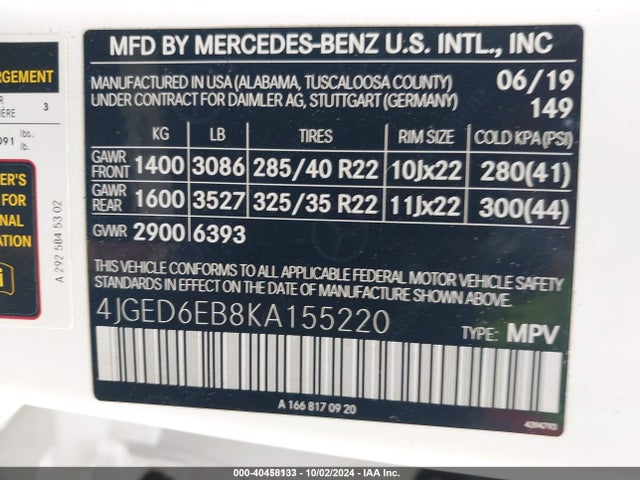 4JGED6EB8KA155220 Mercedes-Benz Amg Gle 43 Coupe 4matic