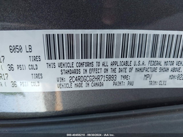 Dodge Grand Caravan Sxt 2017 2C4RDGCG2HR715893 Image 9
