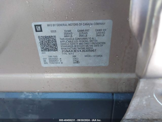 2GNAXJEVXJ6305967 Chevrolet EQUINOX LT