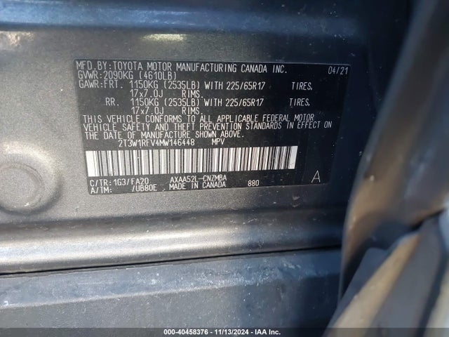 Toyota Rav4 Xle 2021 2T3W1RFV4MW146448 Image 9