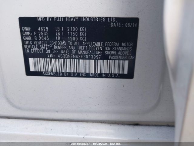 4S3BNEN63F3013997 Subaru Legacy 3.6r Limited