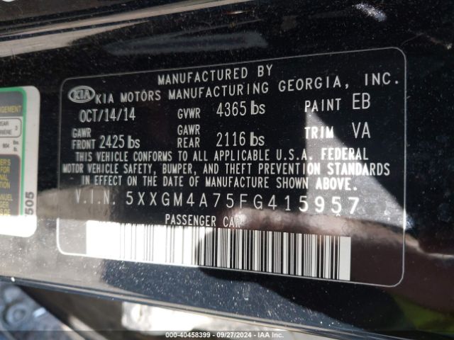 5XXGM4A75FG415957 KIA Optima Lx