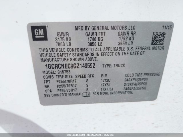 1GCRCNEC9GZ149592 Chevrolet Silverado 1500 Ls