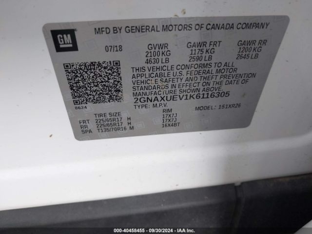 2GNAXUEV1K6116305 Chevrolet EQUINOX LT