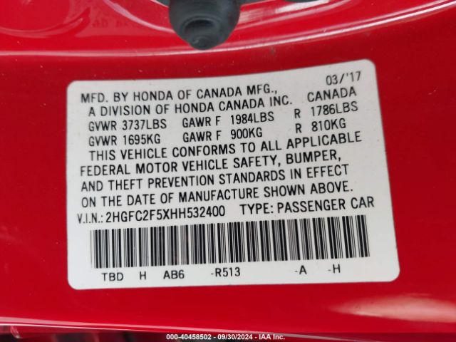 2HGFC2F5XHH532400 Honda Civic Lx