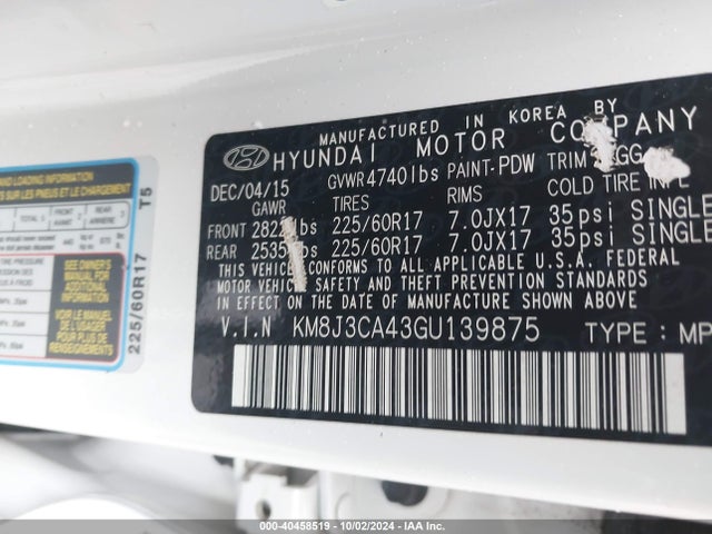 Hyundai TUCSON SE 2016 KM8J3CA43GU139875 Image 9