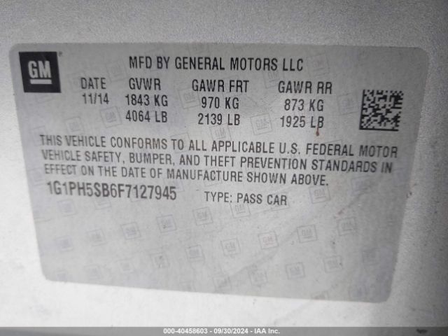 1G1PH5SB6F7127945 Chevrolet Cruze Eco Auto