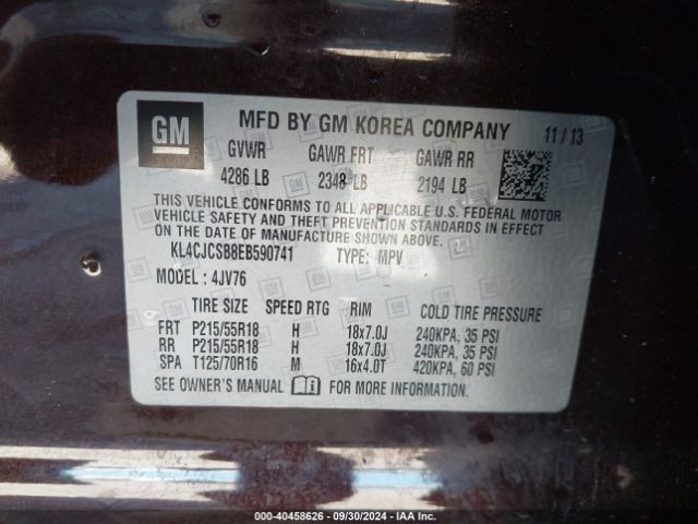 KL4CJCSB8EB590741 Buick Encore Leather