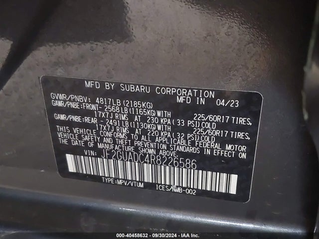 JF2GUADC4R8226586 Subaru Crosstrek