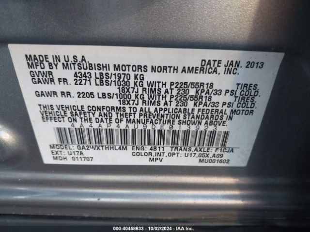 2013 MITSUBISHI OUTLANDER SPORT 4A4AP4AU9DE013923 Photo 8