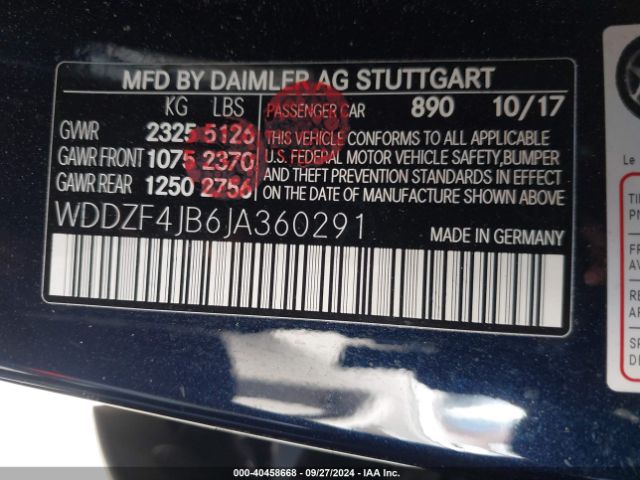 WDDZF4JB6JA360291 Mercedes-Benz E 300
