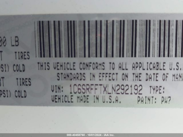 1C6SRFFTXLN292192 RAM 1500 Big Horn  4x4 5'7 Box