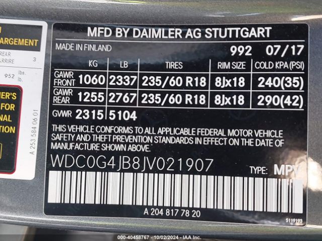 WDC0G4JB8JV021907 Mercedes-Benz GLC 300