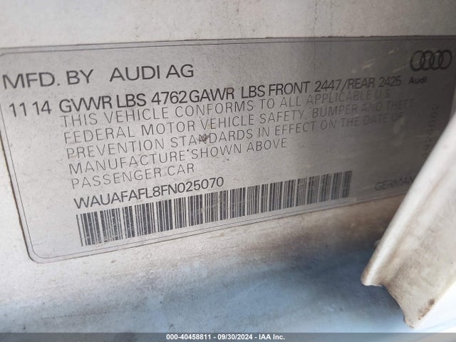 Audi A4 2.0t Premium 2015 WAUAFAFL8FN025070 Image 9