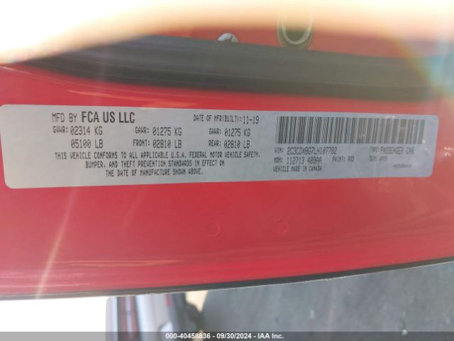 2C3CDXBG7LH107782 Dodge Charger Sxt Rwd
