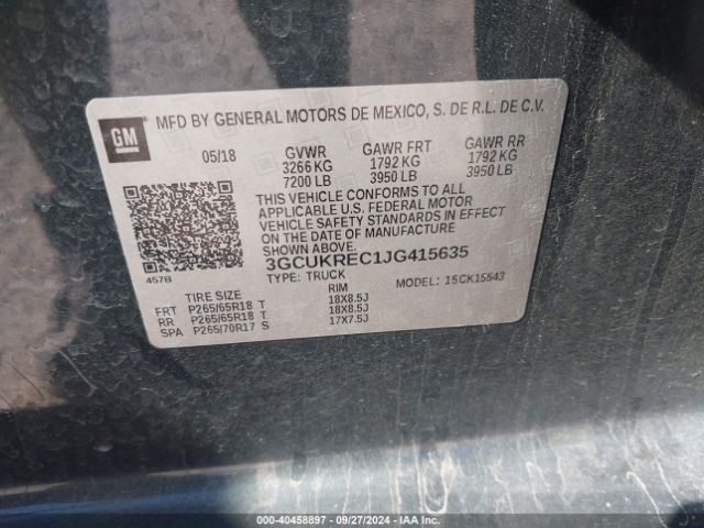 3GCUKREC1JG415635 Chevrolet Silverado 1500 2lt