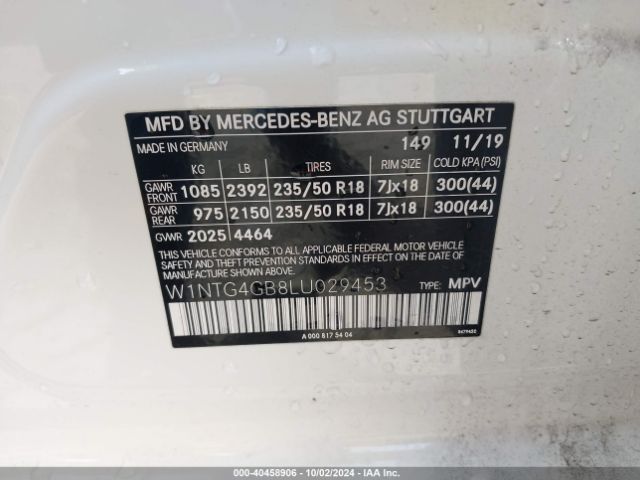 W1NTG4GB8LU029453 Mercedes-Benz Gla 250 4matic
