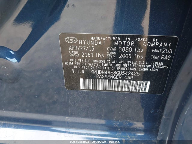 Hyundai ELANTRA SE 2016 KMHDH4AE8GU542425 Image 9